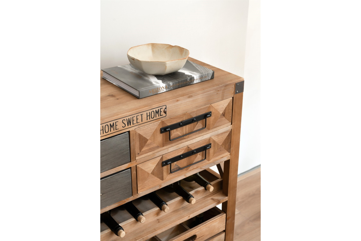 Vintage Industrial Style Fir wood Kitchen Storage Island Serving Unit