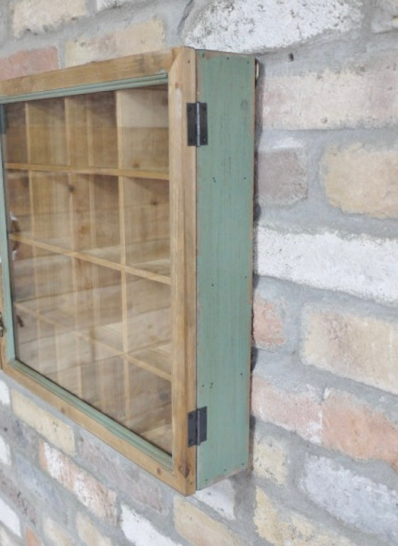 Aqua shabby Pigeon hole type Wall Unit - printer tray style storage