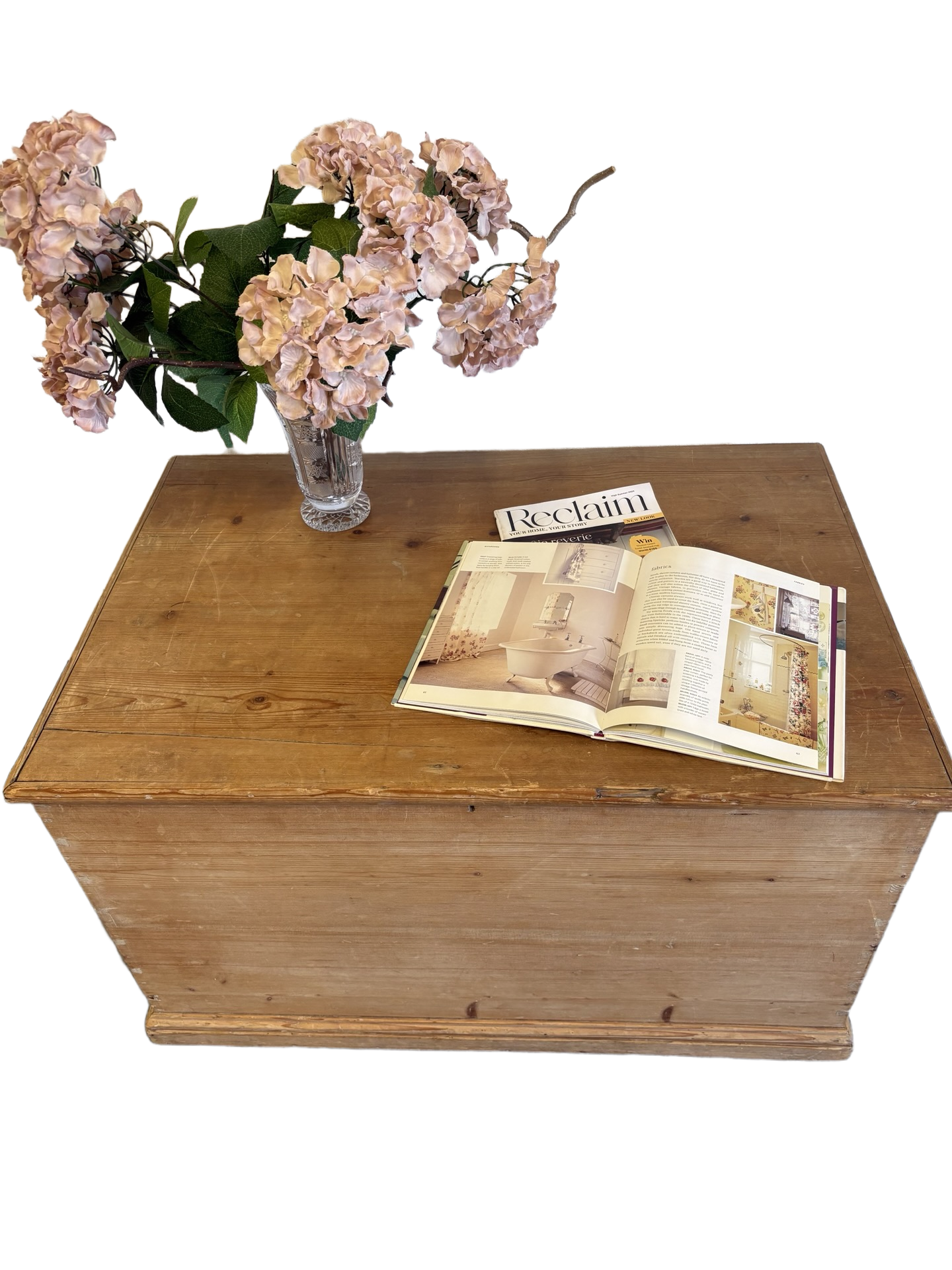 Excellent Victorian stripped pine blanket box / trunk / coffee table / storage chest