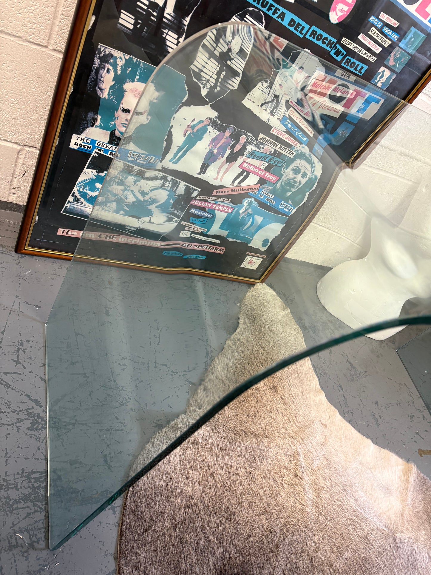 Sleek Vintage 1980’s Tempered Glass Console Side table Original Unique Eclectic Interiors