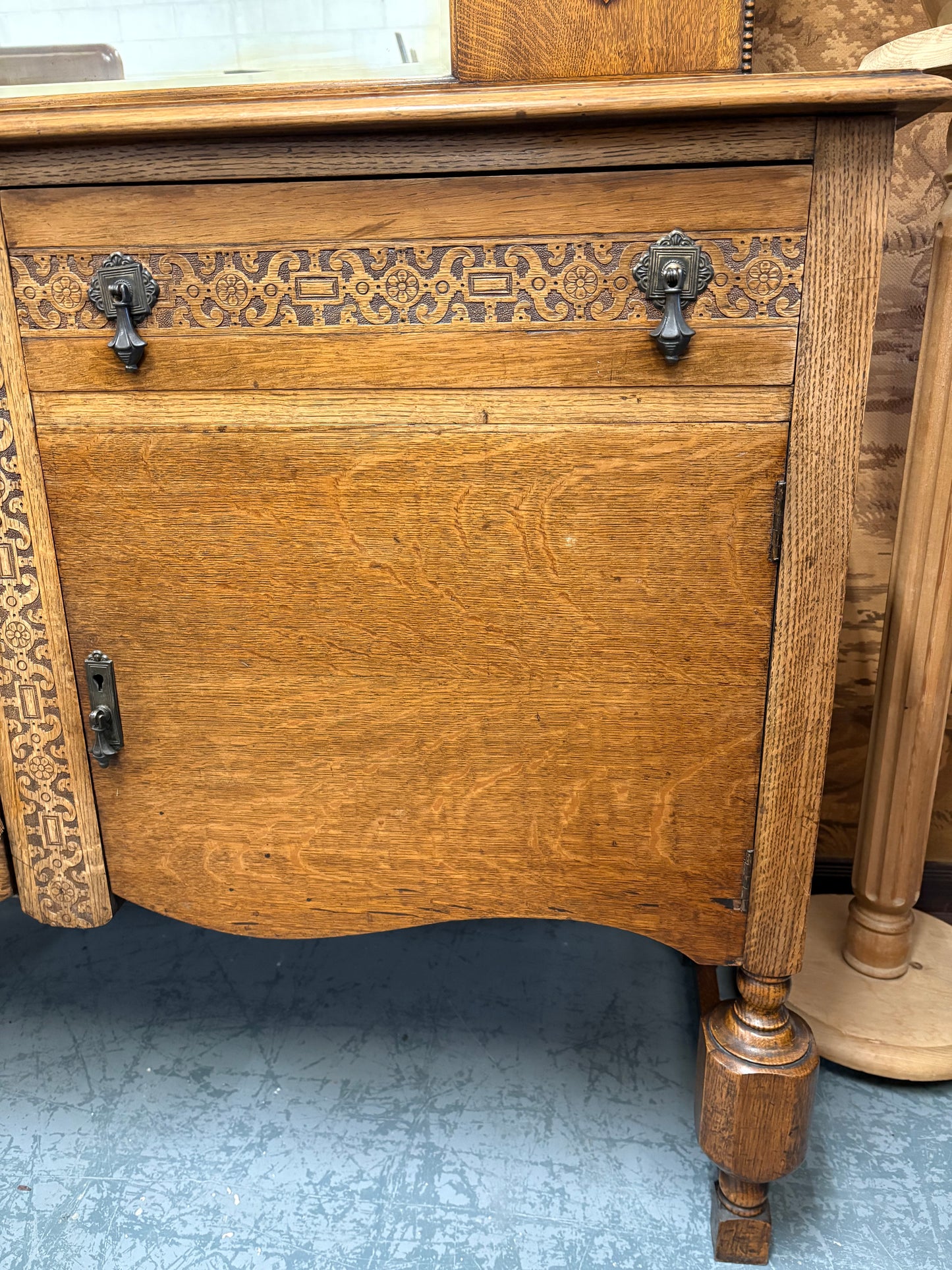 Antique Oak sideboard - Dresser Mirrored back - with Delivery