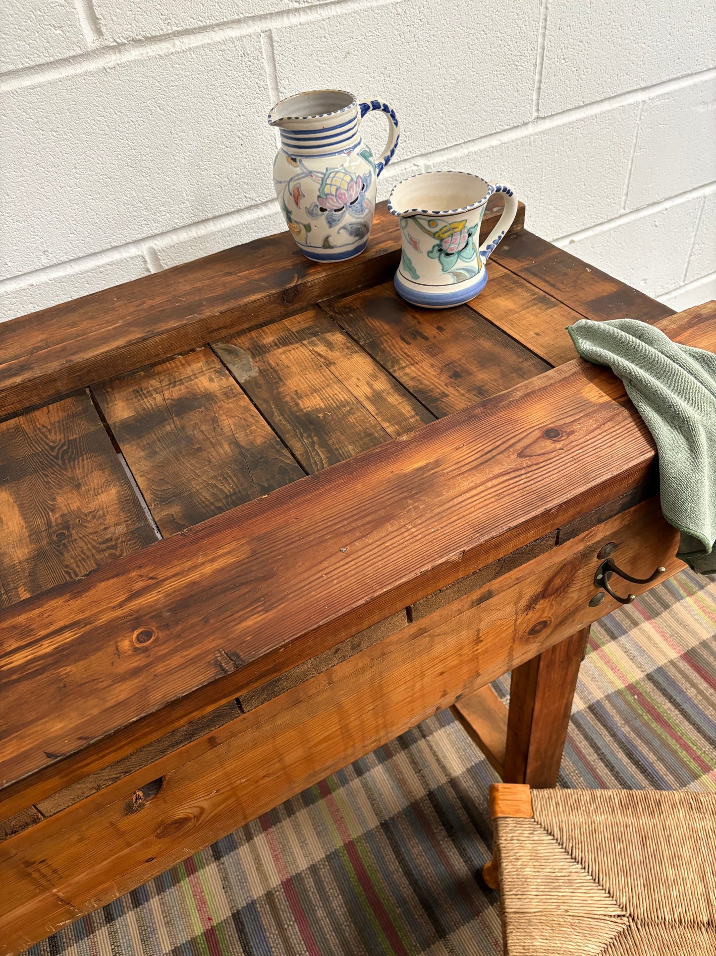 Large Reclaimed Vintage Workbench Chunky Kitchen Island Prep unit Freestanding