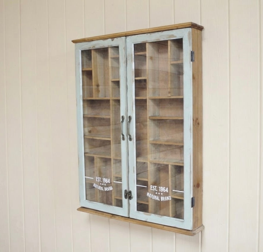 Aqua shabby Pigeon hole type Wall Unit - printer tray style storage Vertical
