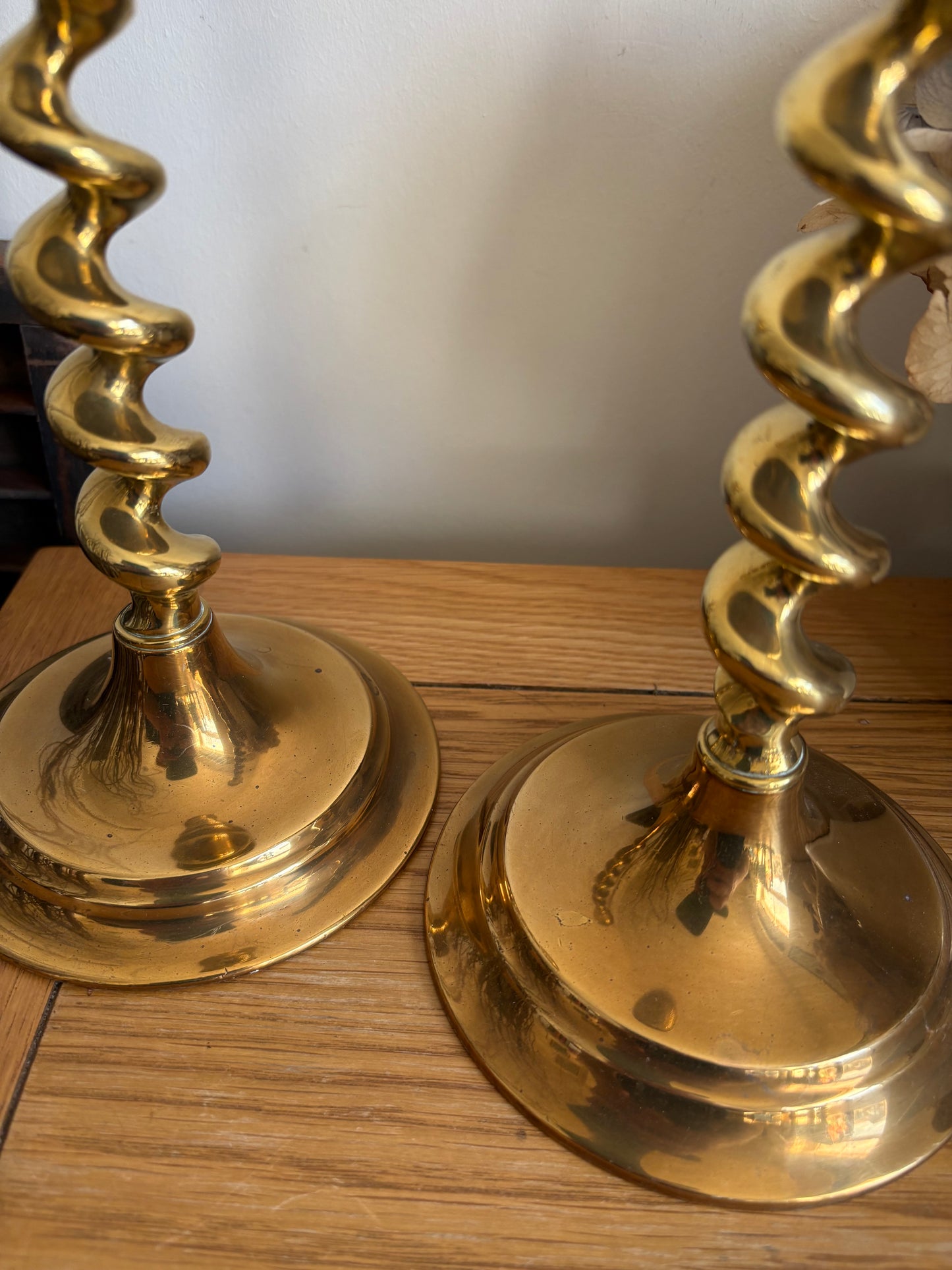 Pair of Traditional Vintage brass candlestick holders