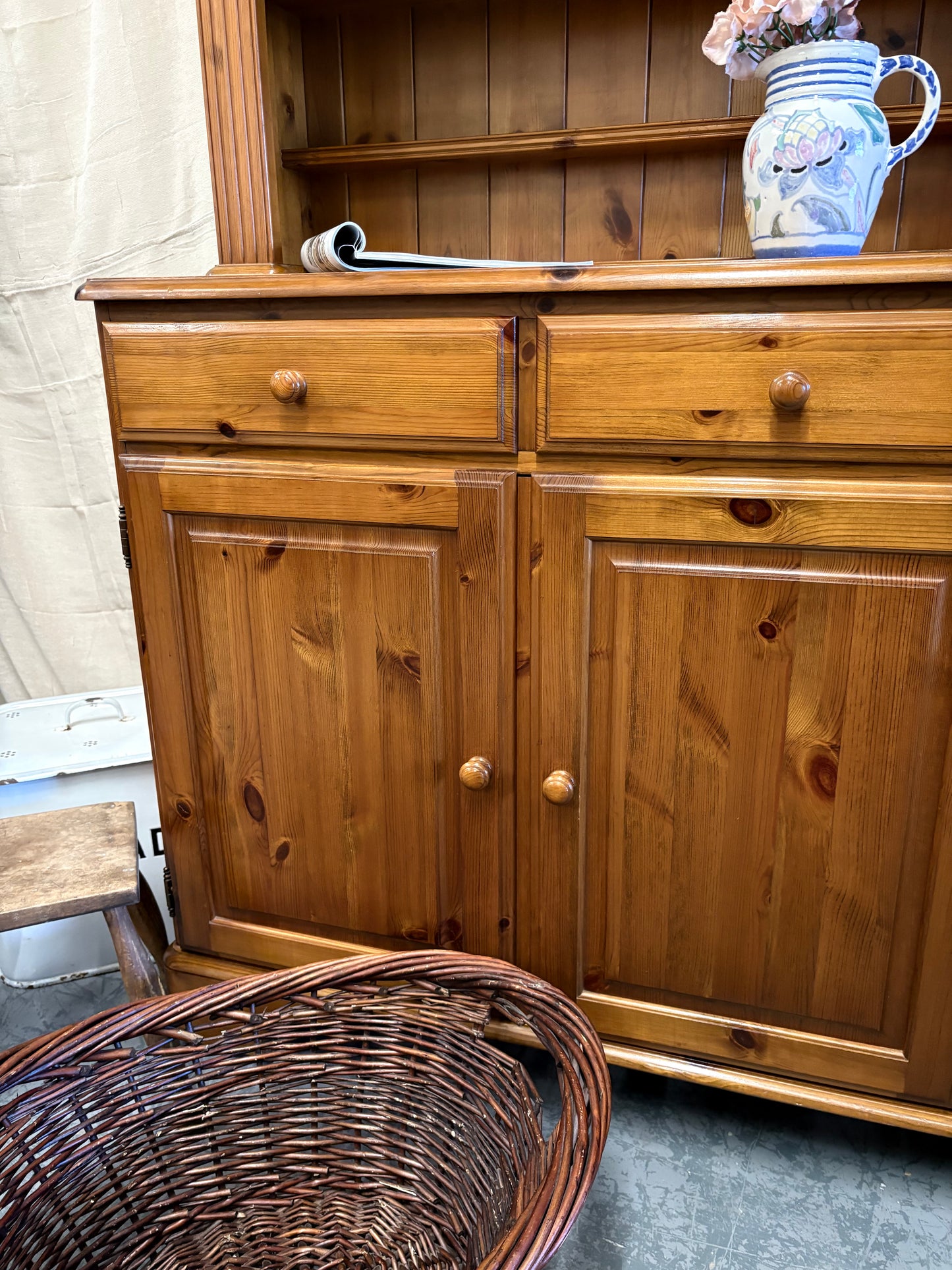 Vintage Pine Country Kitchen Dresser - Display Storage UK Delivery Ex Condition