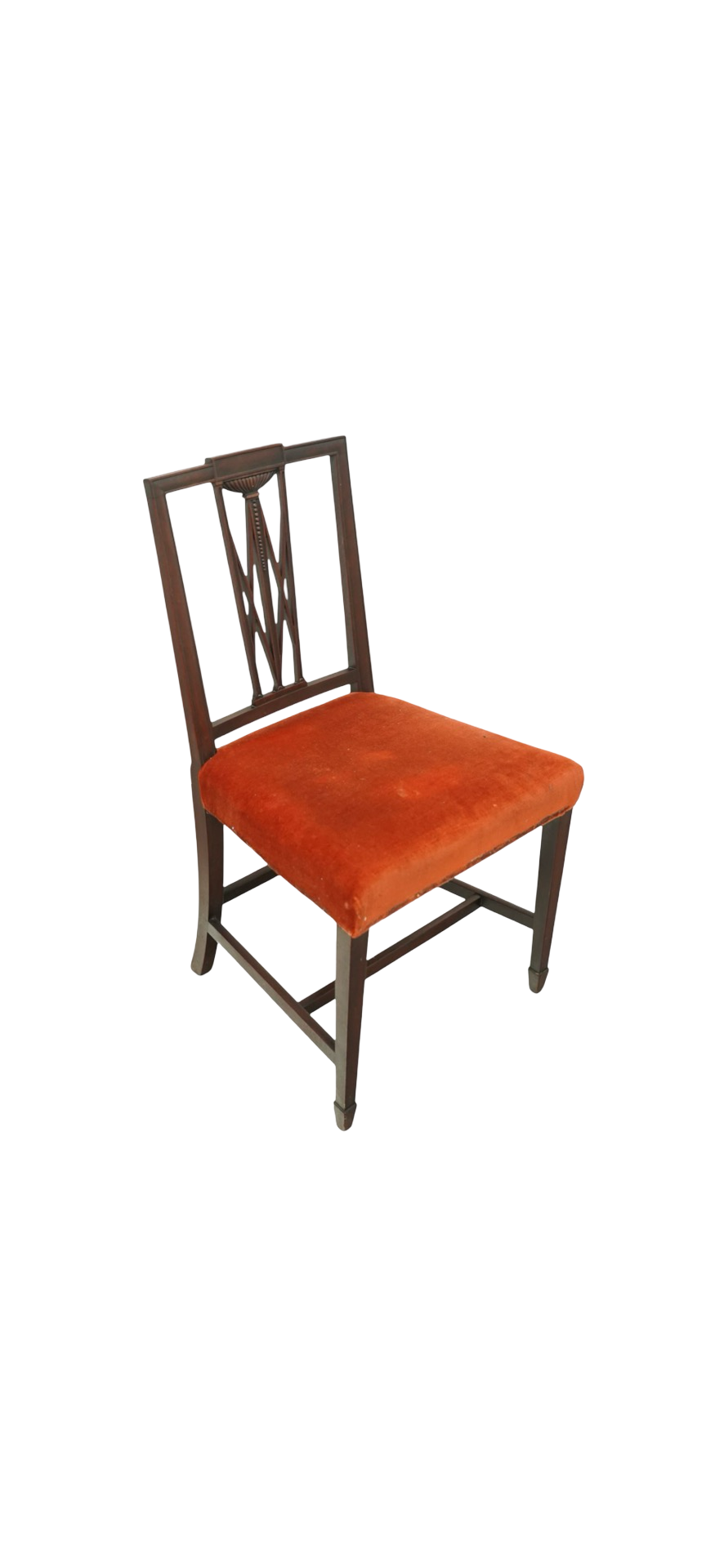 Set of Six 19th century Elegant mahogany dining chairs with Rust coloured seats