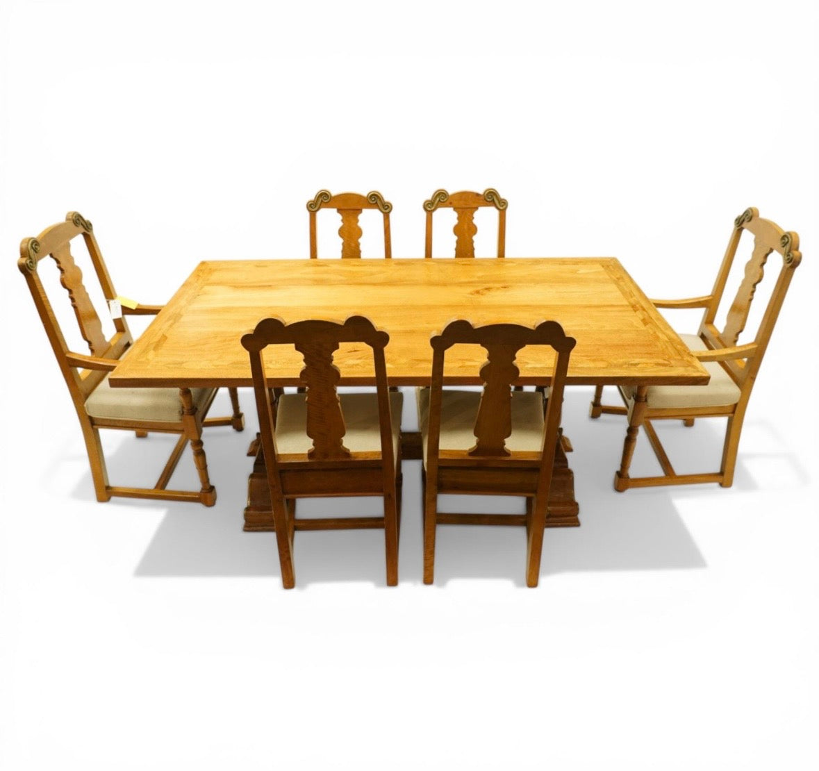 Luxury Quality mango wood dining suite, comprising a refectory dining table and 6 Chairs.