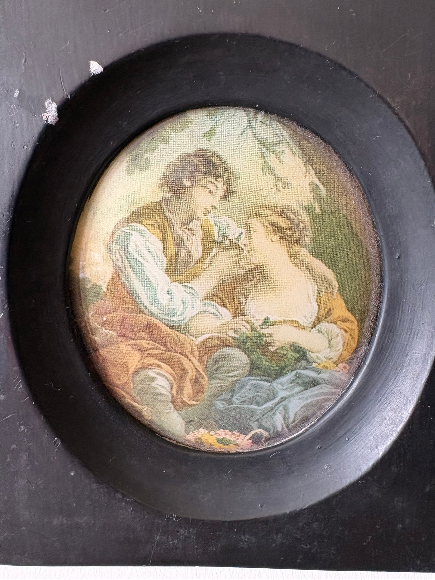 Lovely hand painted framed antique porcelain Minature