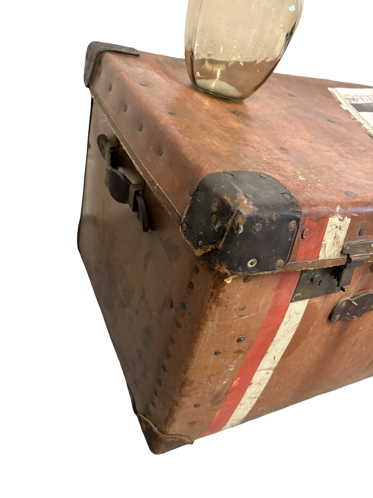 Antique HJ Cave & Sons Leather Storage Travelling Trunk