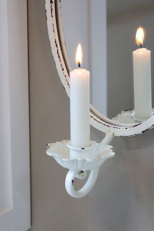 Decorative Wall Candle sconce with mirror in Aged Antique White