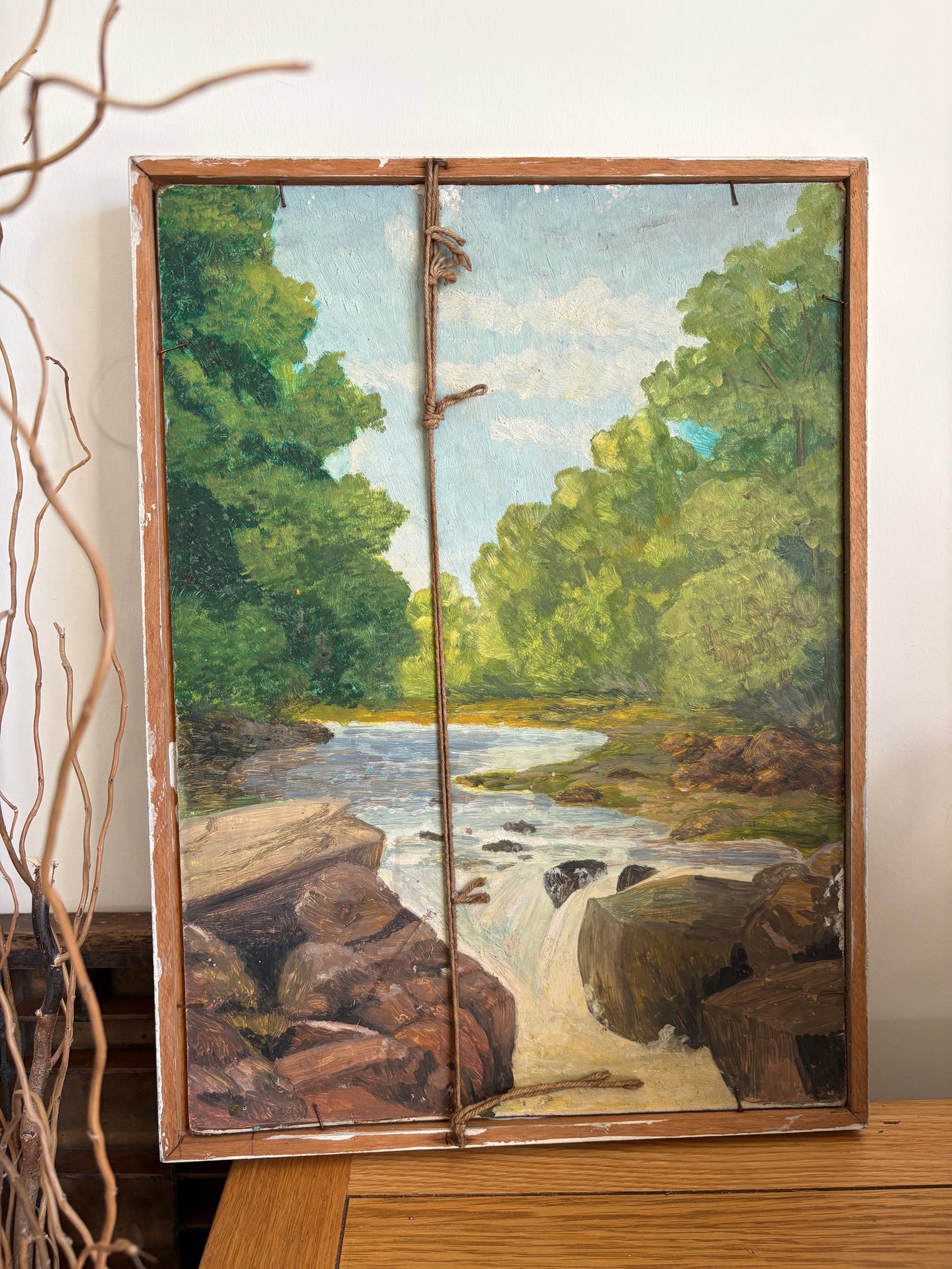 Sunset Seascape Vintage Oil painting also painted verso