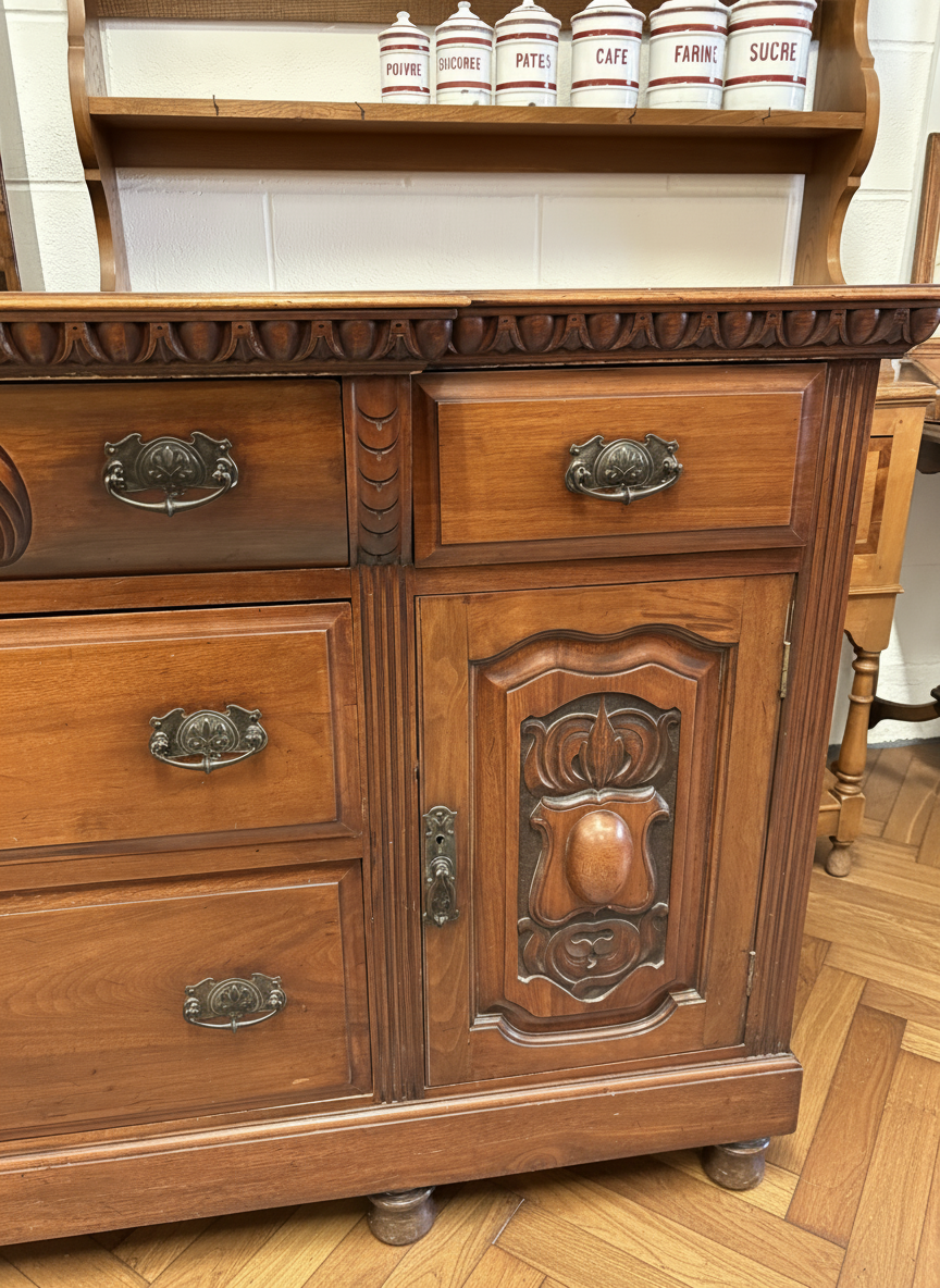 Edwardian Antique Mahogany Sideboard carved decorative design