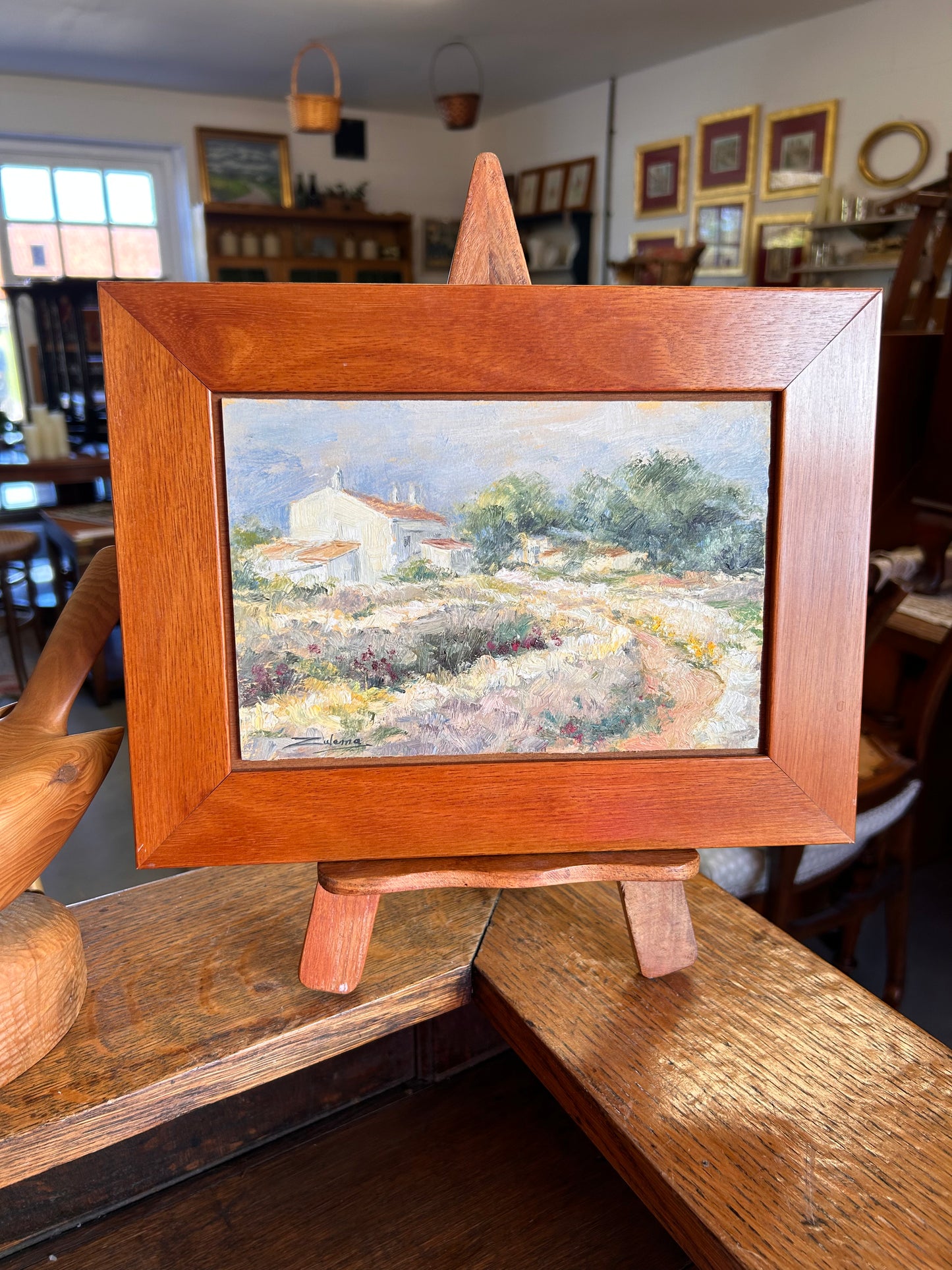 Beautiful Vintage Signed Framed Oil on Board Landscape Scene