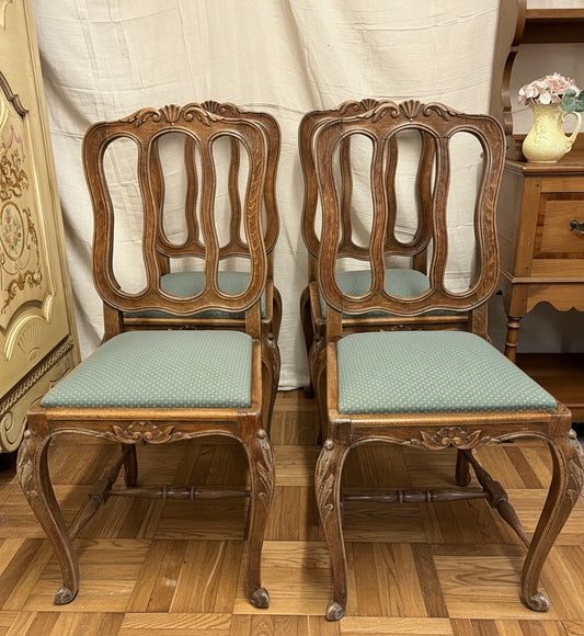 Set of FOUR Early 20th C French Oak Dining Chairs Classic Design