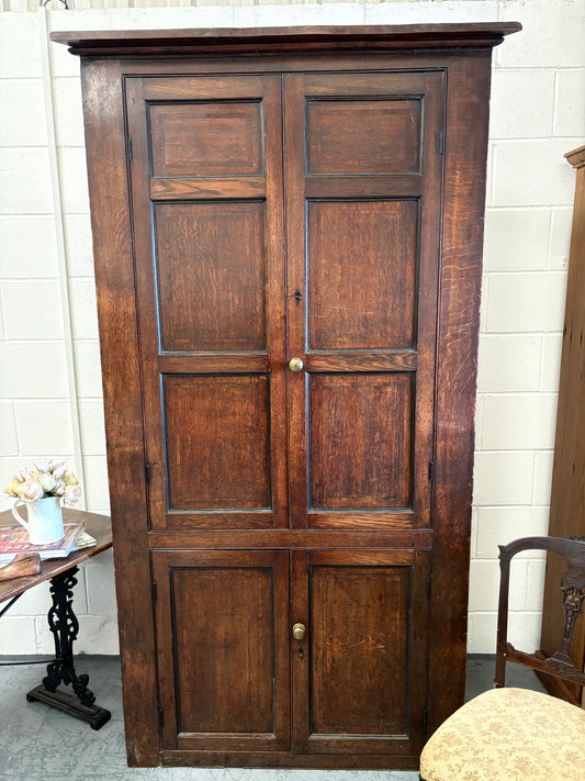 Large Antique Georgian Double Oak Corner unit with key 2.15M