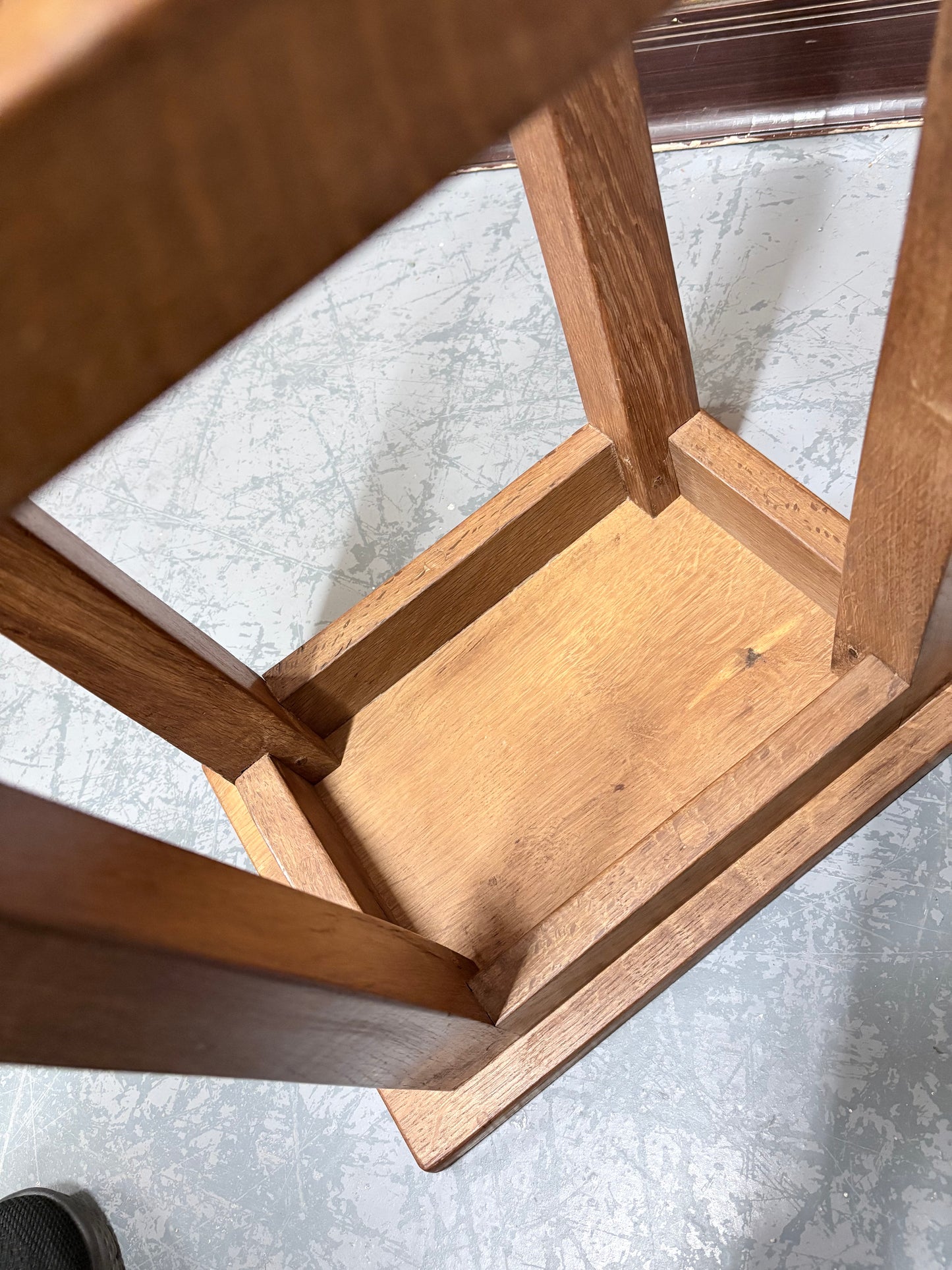 1960’s Wilf “Squirrelman” Hutchinson Solid oak stool with Provenance English Craftsman piece
