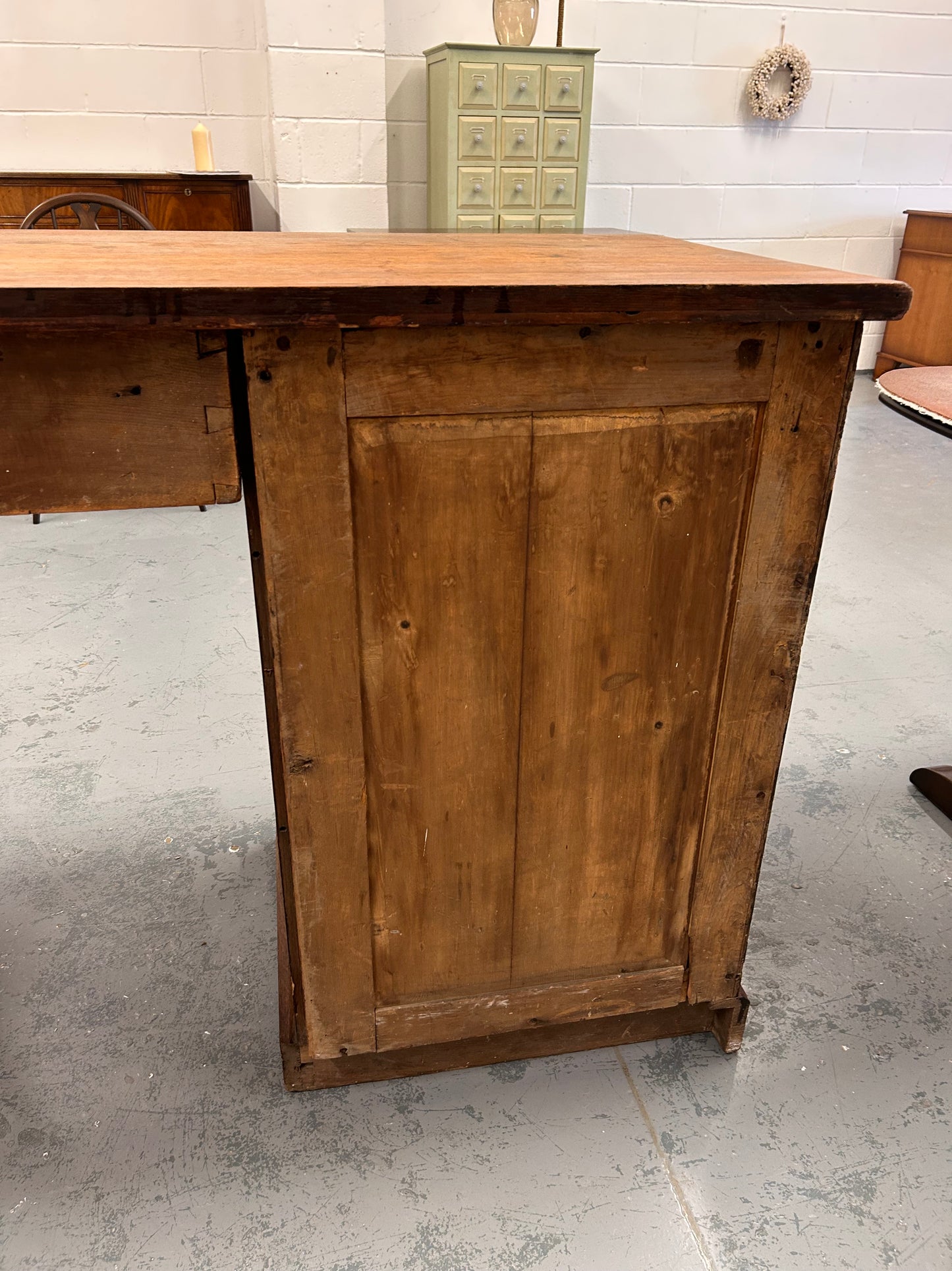 Large Victorian oak sideboard drawers cupboards carving and original handles