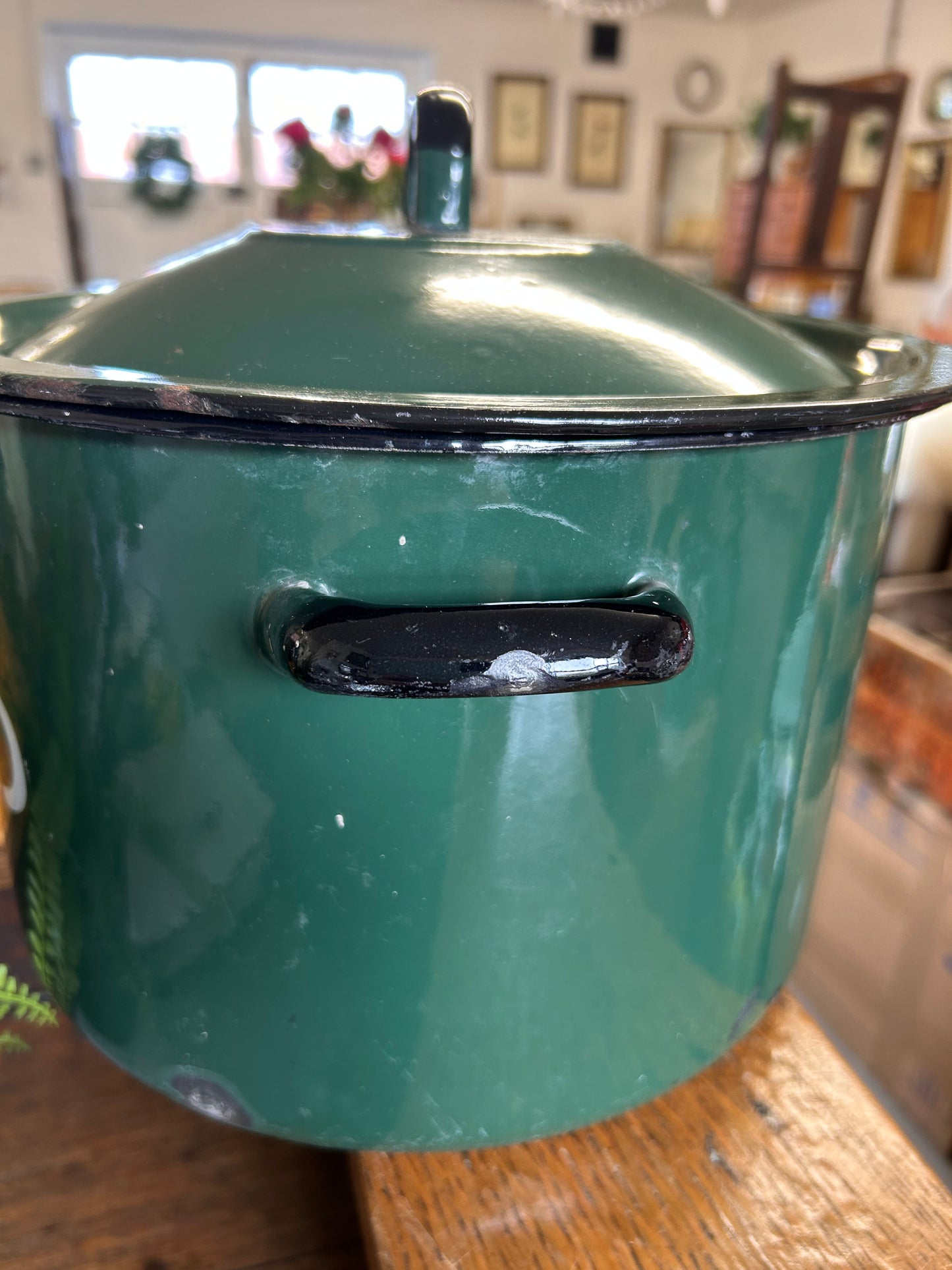 Vintage Green 1970s Polish Enamel bread bin nice condition