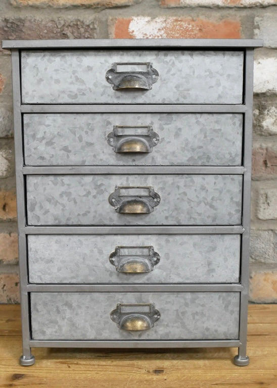 Metal Desktop 5 drawer filing storage unit - artist maker collector vintage look