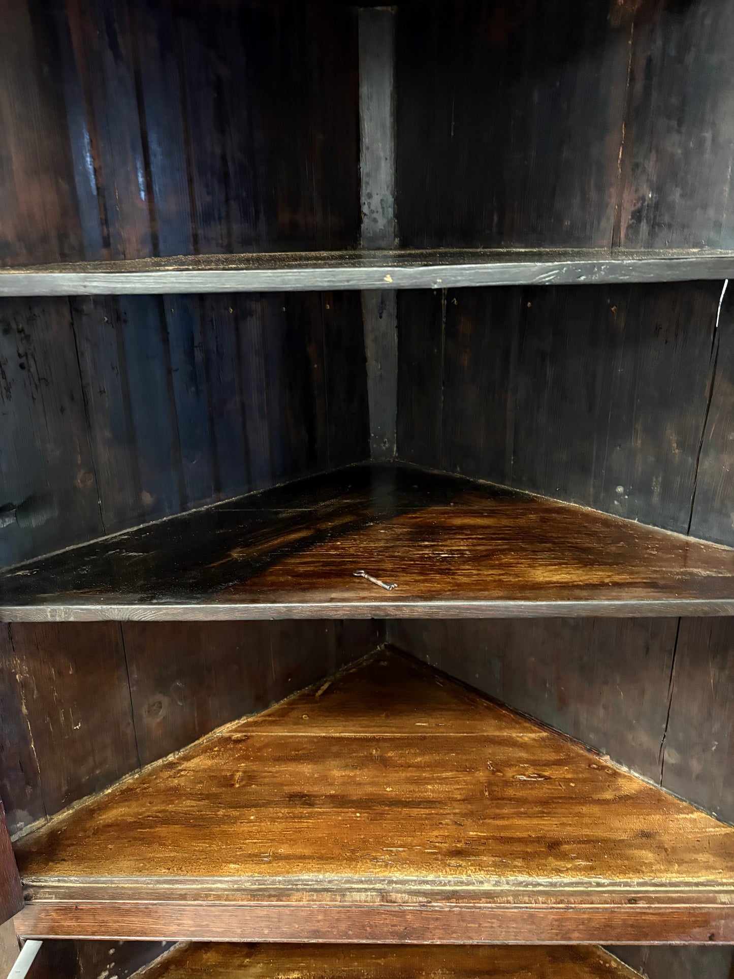 Large Antique Georgian Double Oak Corner unit with key 2.15M