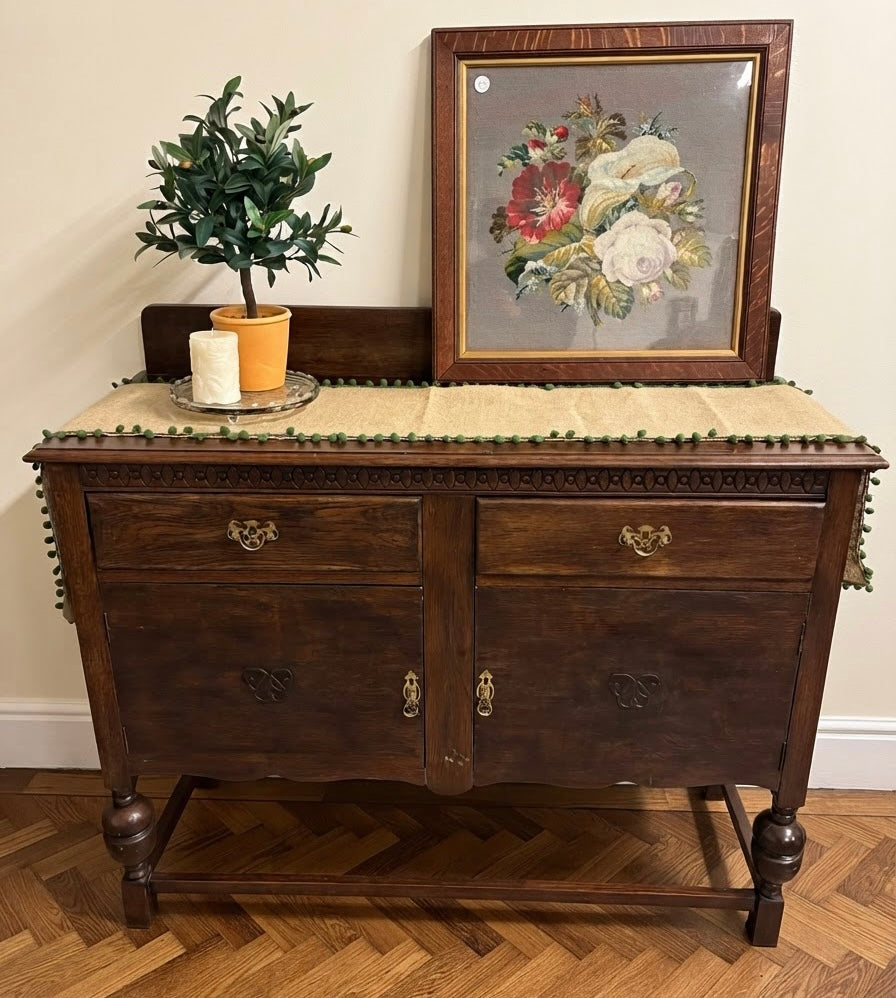 Antique Early 20thC Quality Oak sideboard Cupboard Country House Furniture