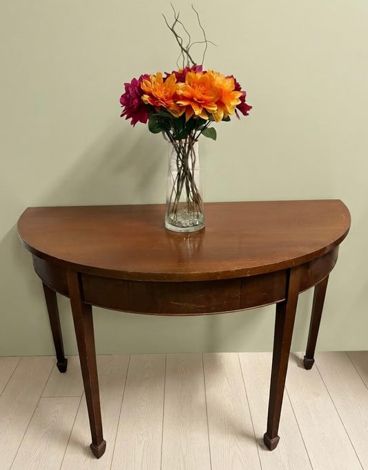 Elegant Edwardian Mahogany Demi Lune Console / Hall / Side Table
