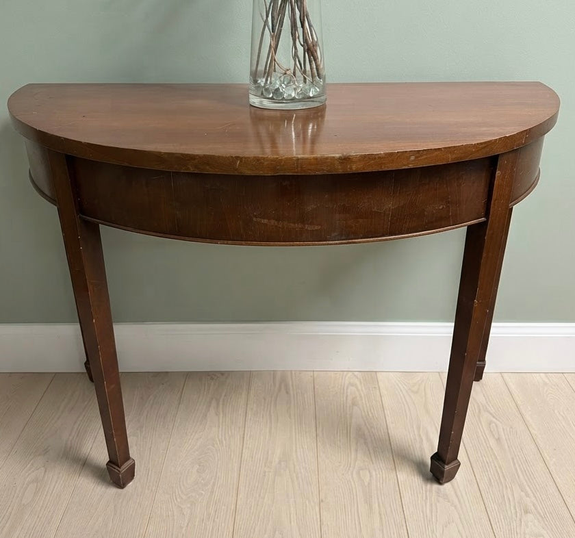 Elegant Edwardian Mahogany Demi Lune Console / Hall / Side Table