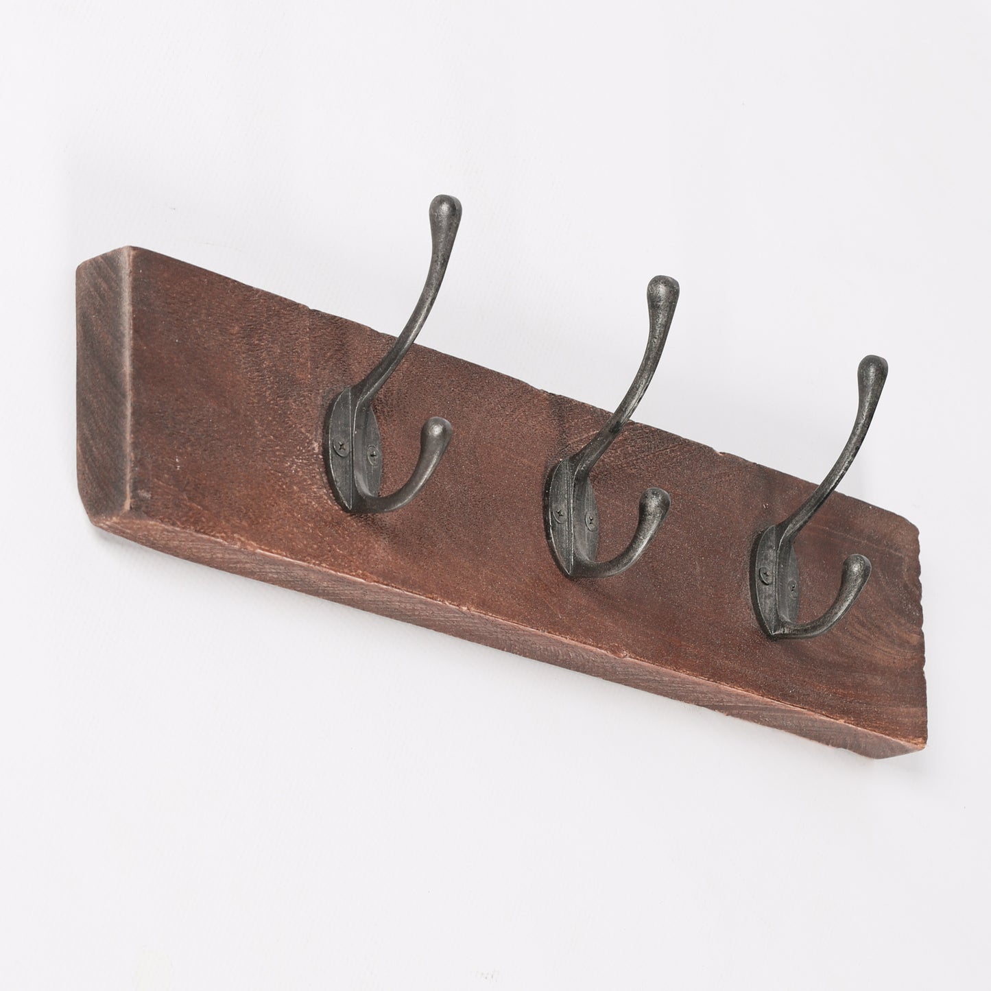 3 Hook 50cm Wood and cast metal vintage style Coat Hooks