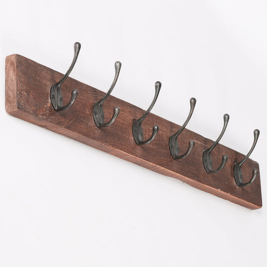 6 Hook 80cm Wood and metal Coat Hanger Vintage style