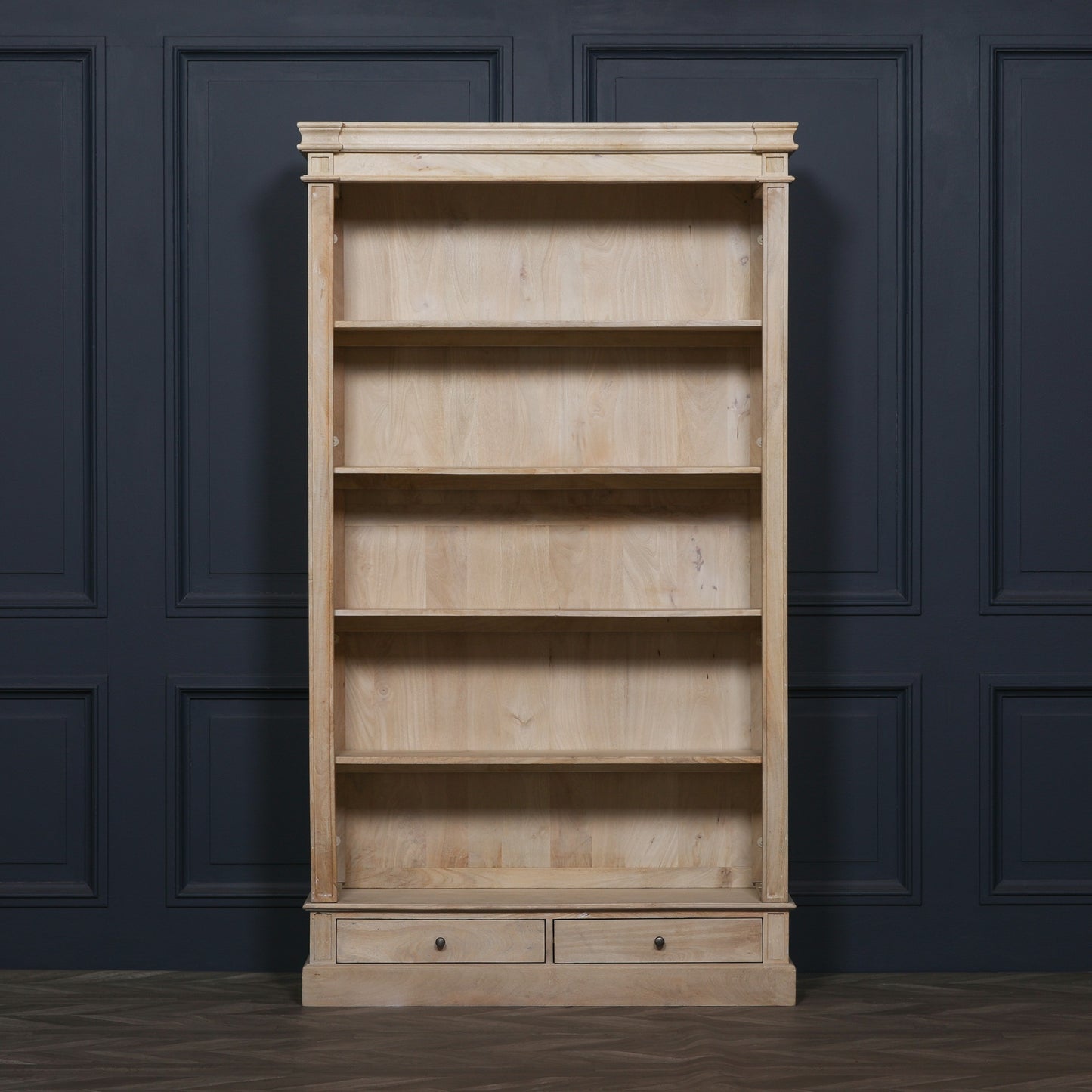 Blanche Wooden Rustic Single Open Bookcase with Drawers