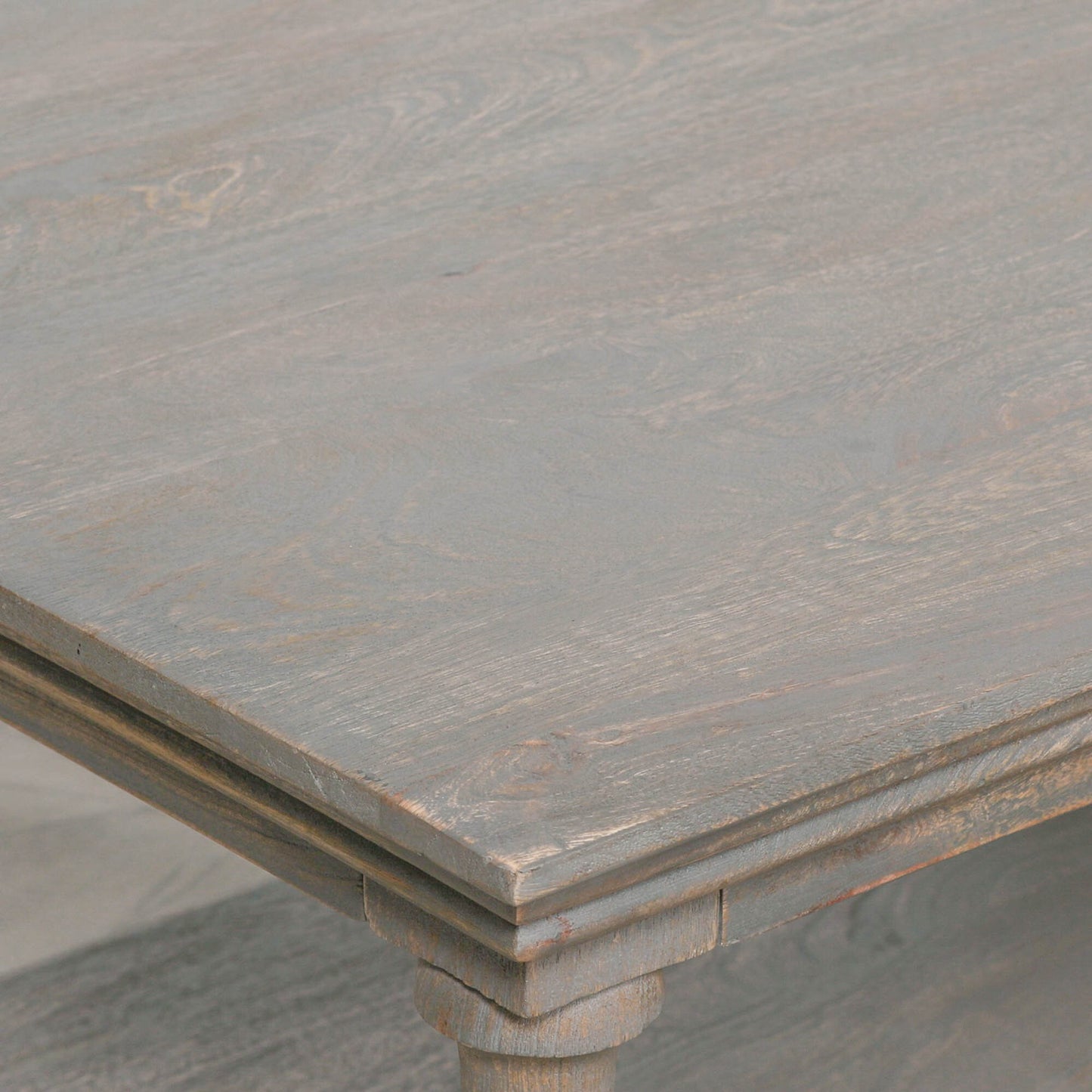 Rustic Mango wood column leg coffee table with undershelf
