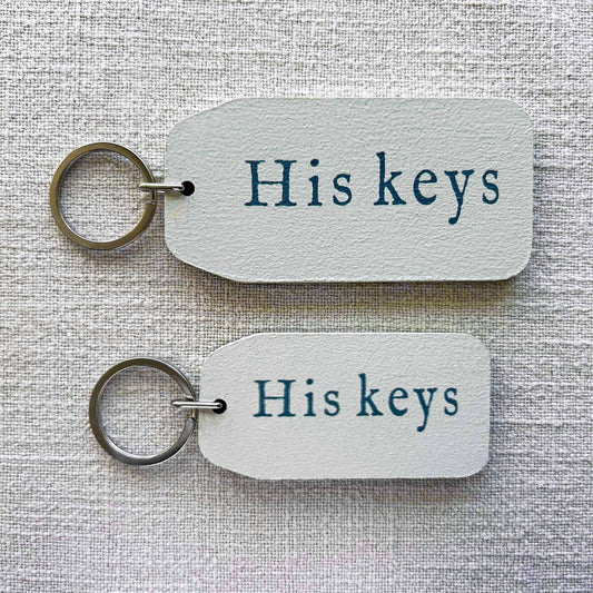 His Keys - Wooden Key Tag: 6x Mini Tags (8x4cm)