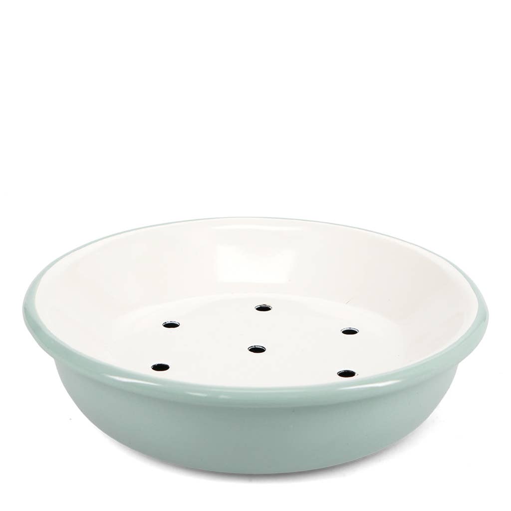 Round two-part enamel soap dish - Pistachio green