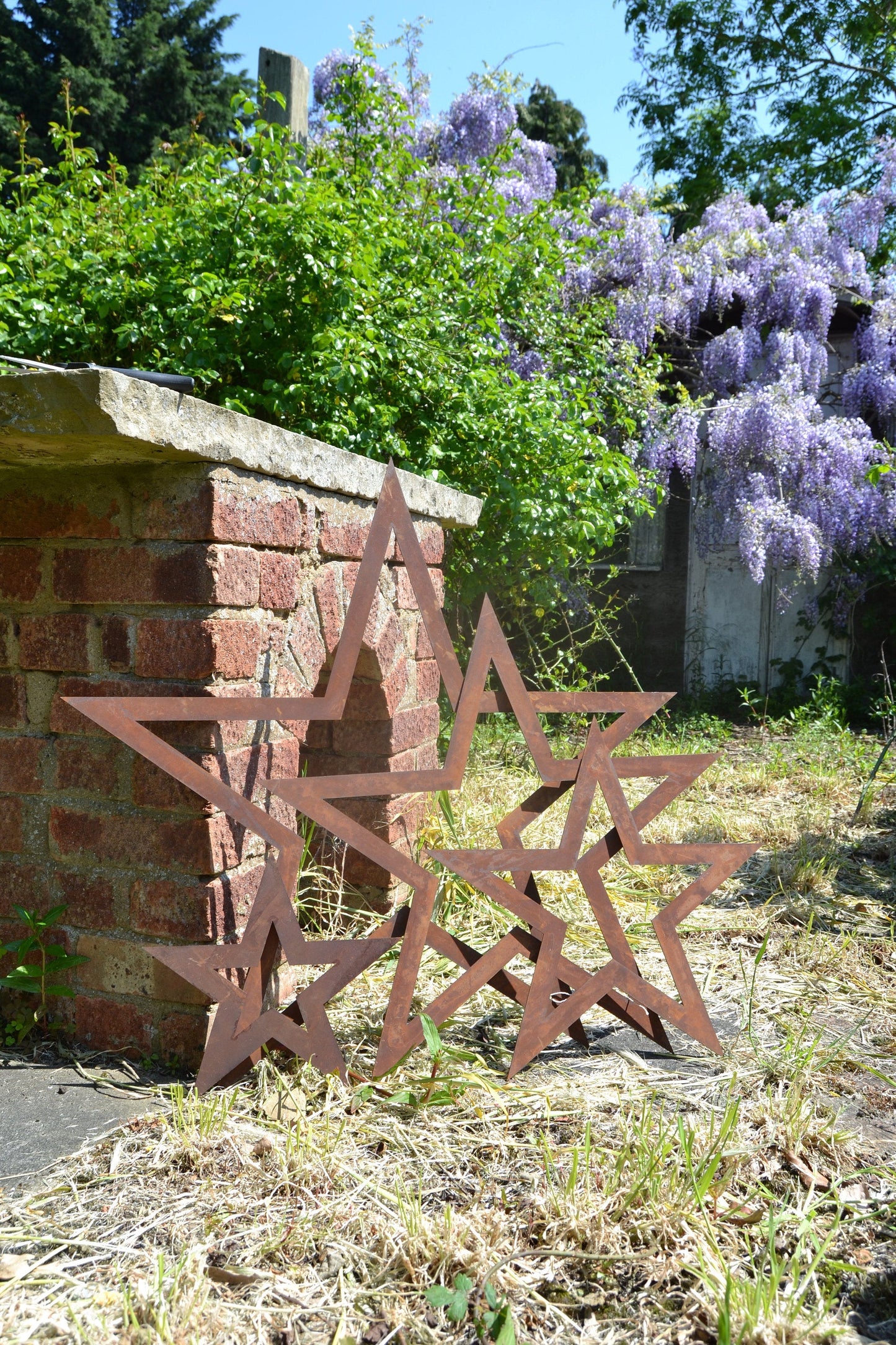 Set of 4 rusty Metal stars, Home & Garden decoration