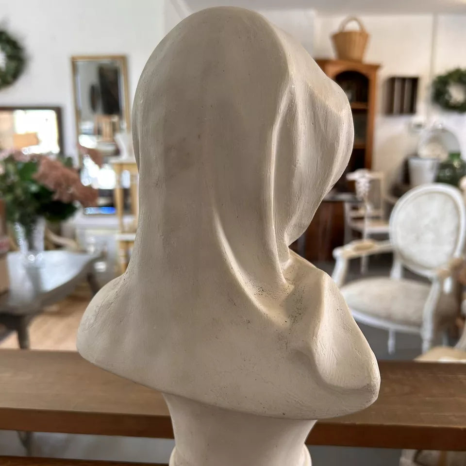 VERY Heavy Vintage Pale Cream Bust Of A Girl - Numbered On Back - Beautiful